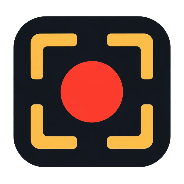 Blackmagic Camera APK website logo with a recording dot inside viewfinder corners